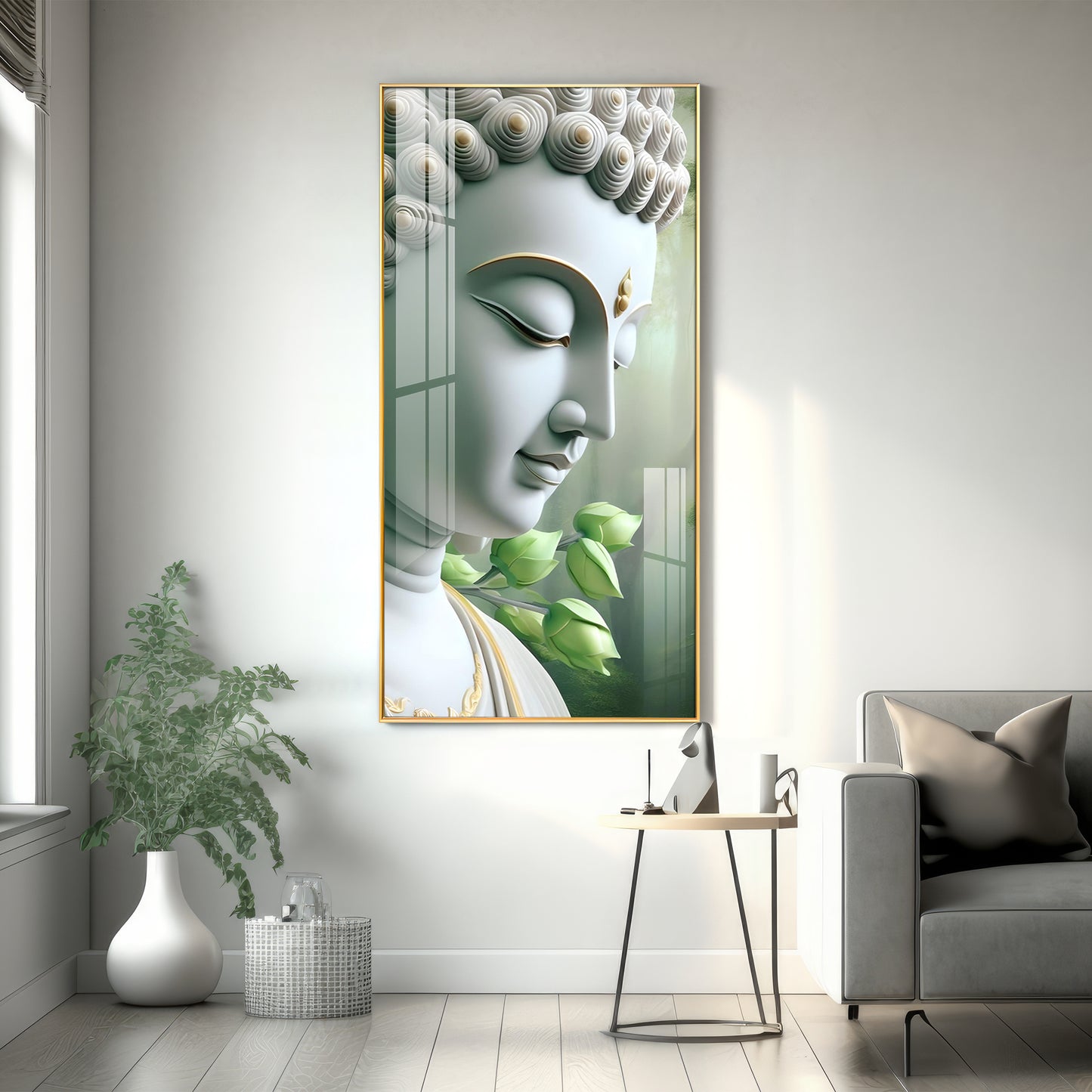 Enlightened Presence Glass Finish Vertical Wall Art