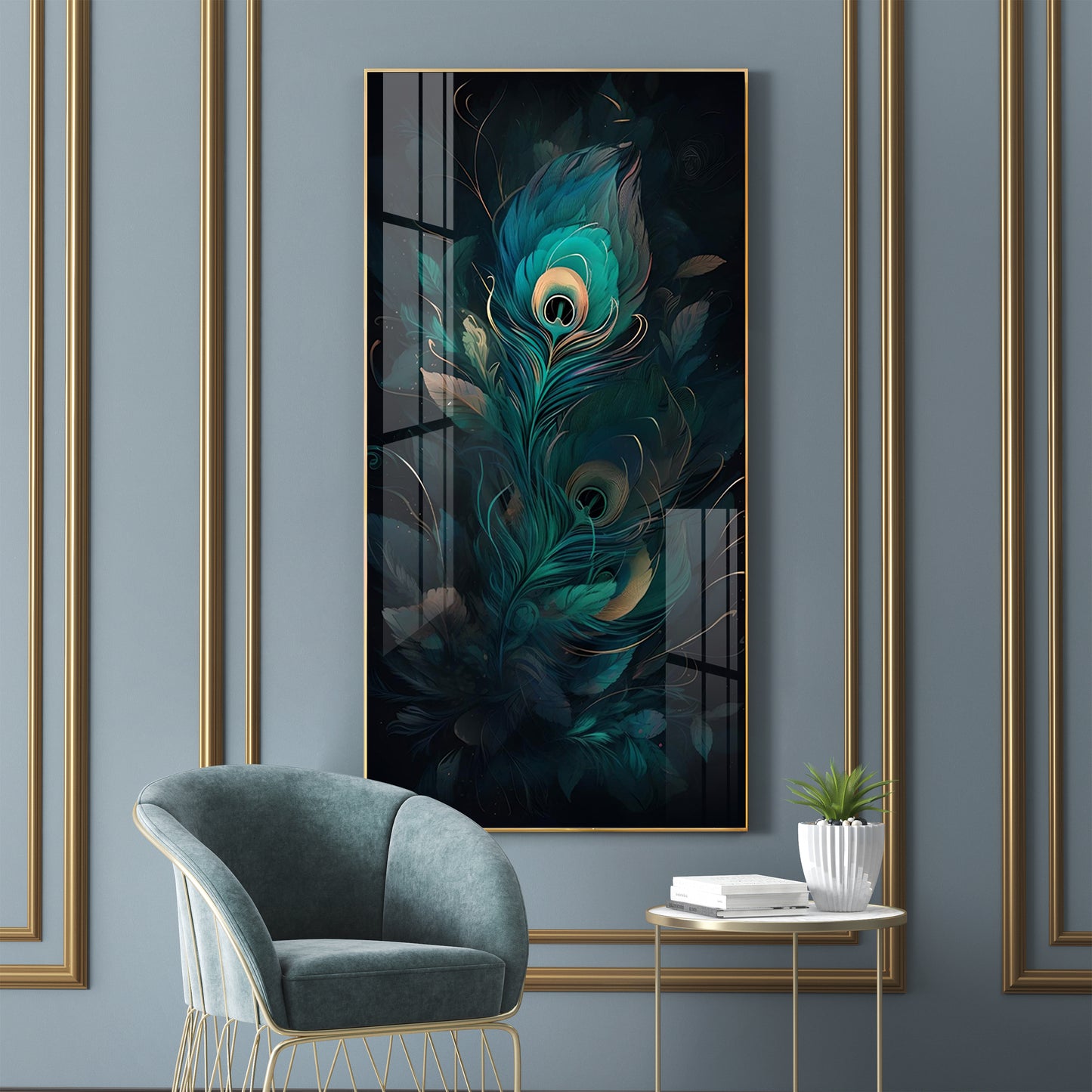 Buddha's Peaceful Retreat Glass Finish Vertical Wall Art