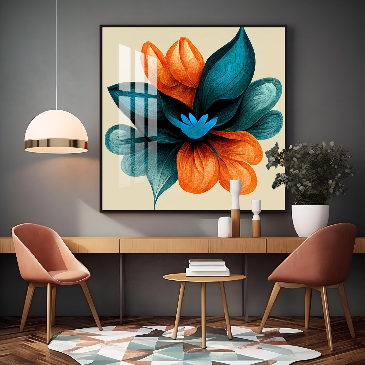 Abstract Ethereal Petals Glass Finish Square Wall Art