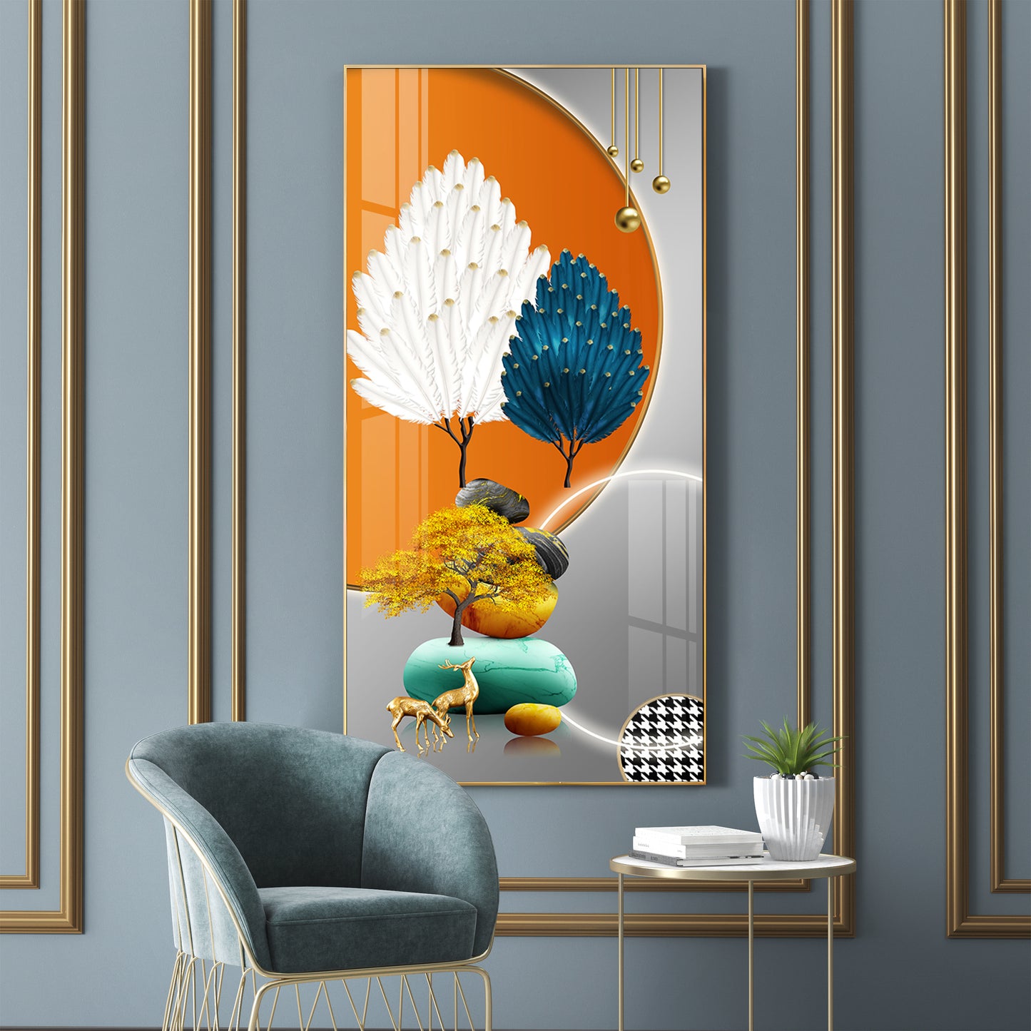 Orange Blossom Glass Finish Vertical Wall Art