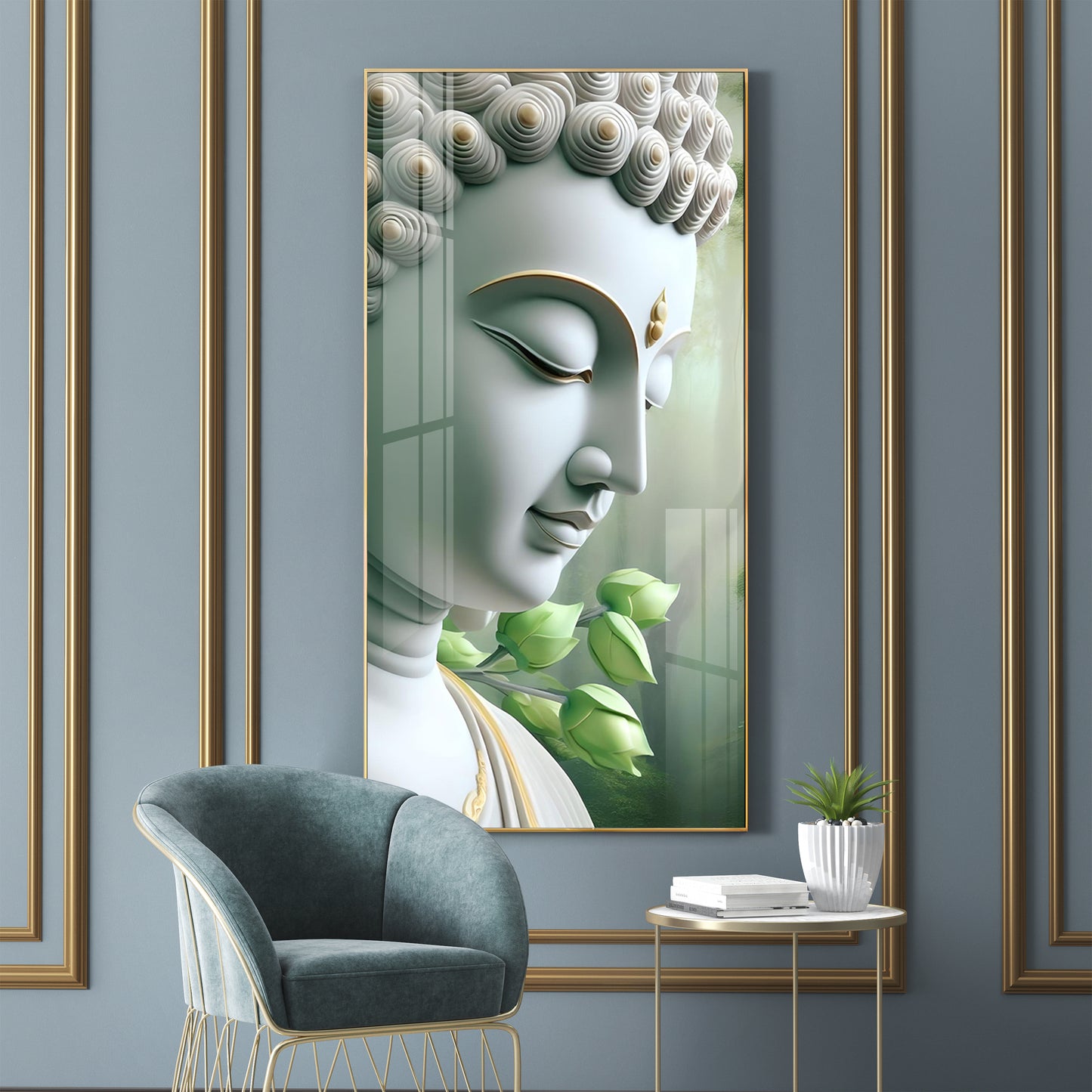 Enlightened Presence Glass Finish Vertical Wall Art