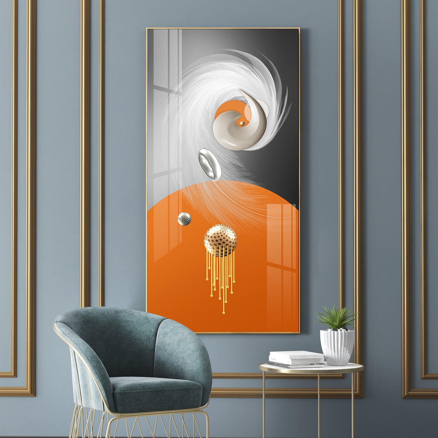 Radiant Fusion Glass Finish Vertical Wall Art