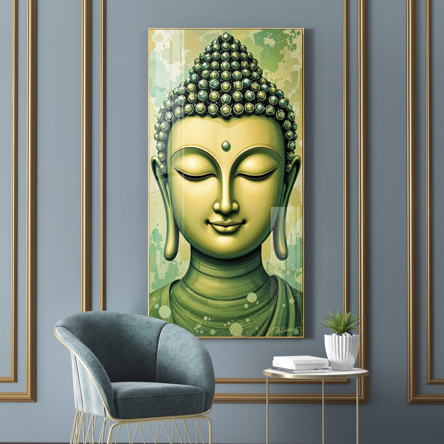 Budha Surreal portrayal Glass Finish Vertical Wall Art
