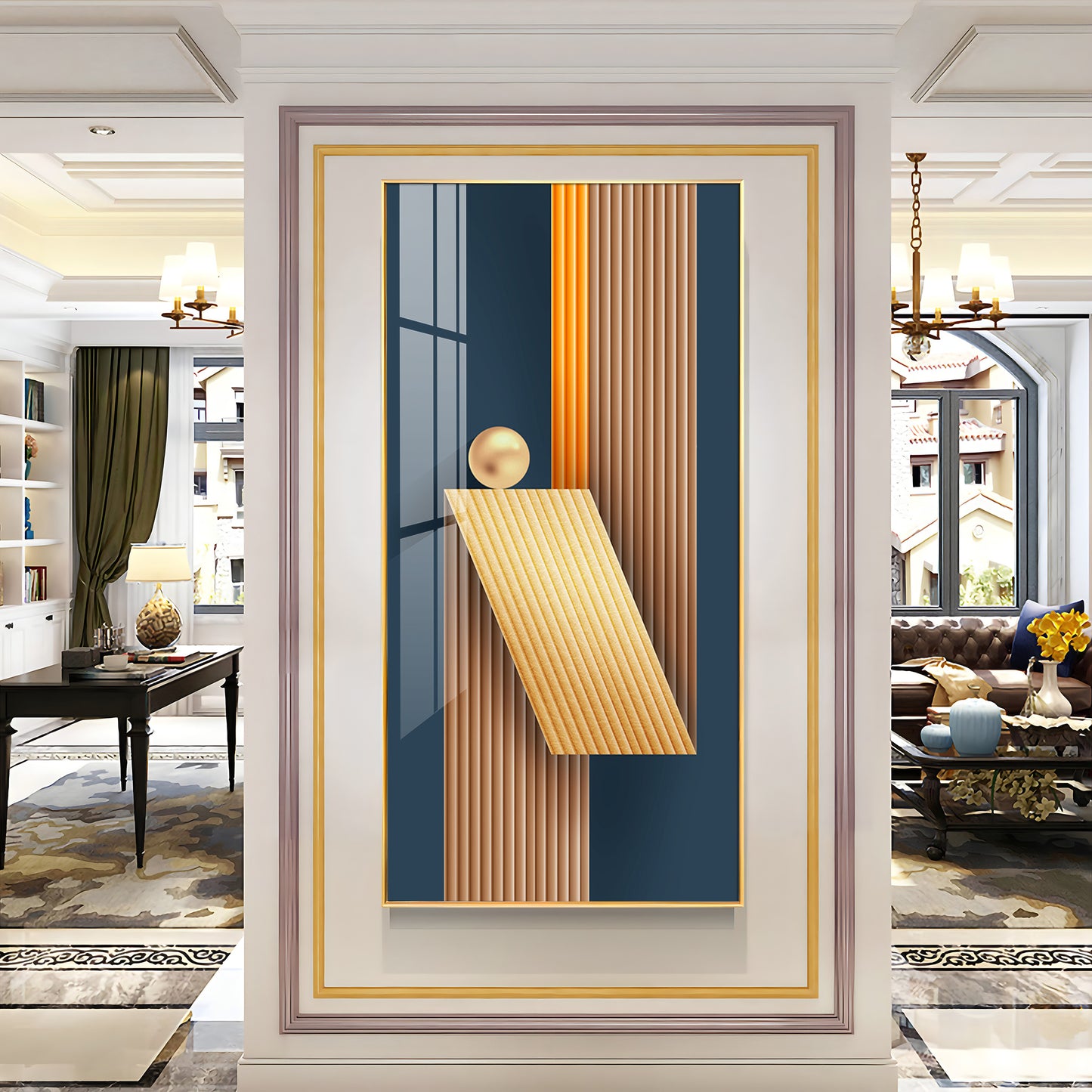 Unfold Abstraction Glass Finish Vertical Wall Art