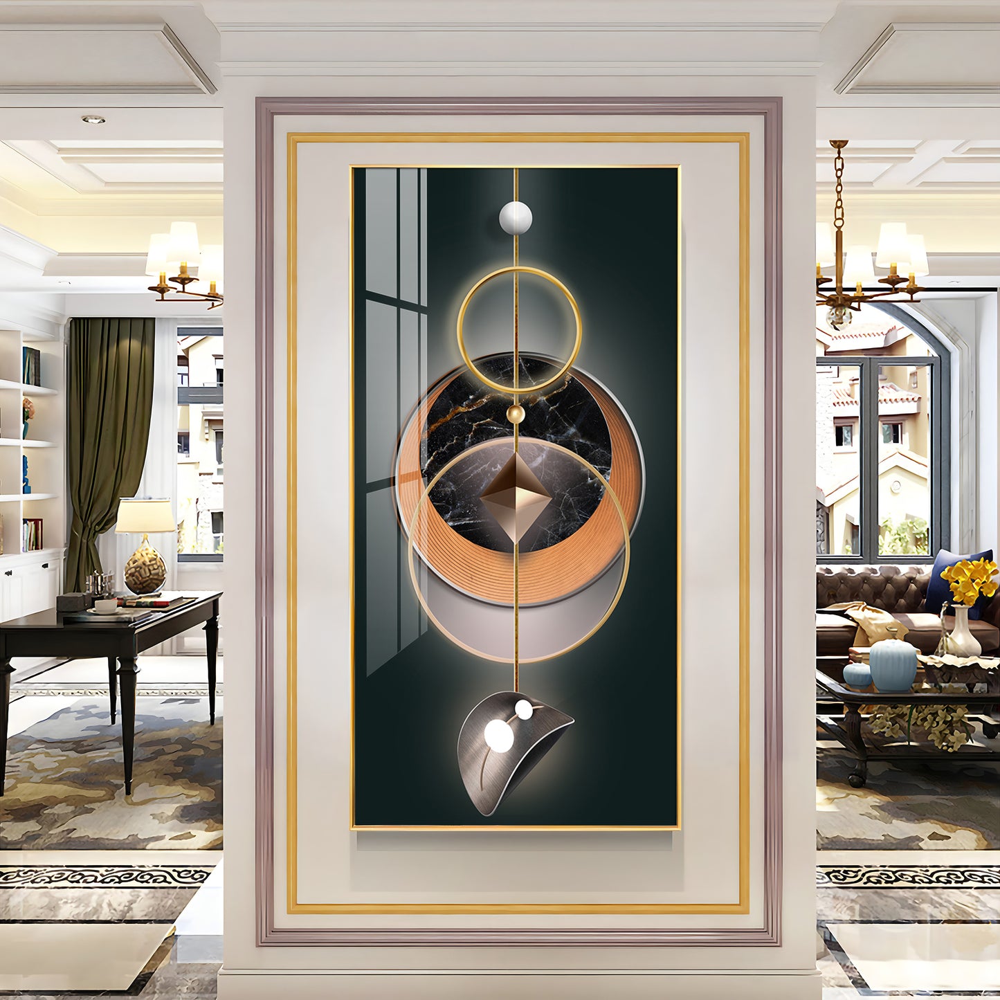 Urban Aesthetic Glass Finish Vertical Wall Art