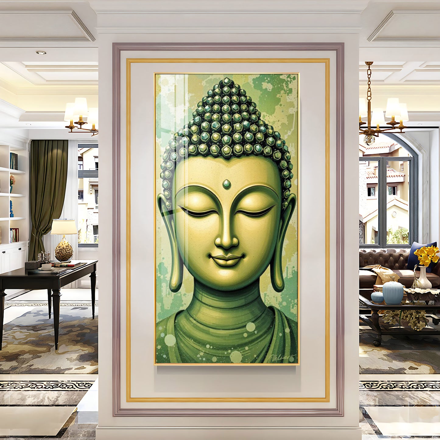 Budha Surreal portrayal Glass Finish Vertical Wall Art