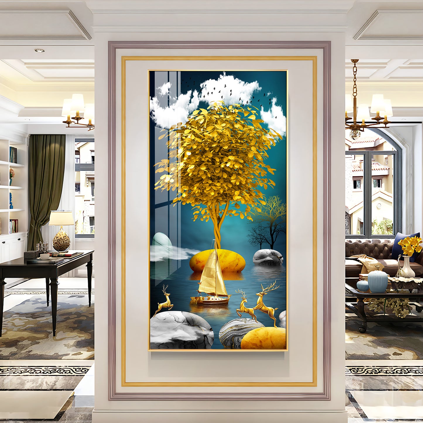 The Living Art Glass Finish Vertical Wall Art