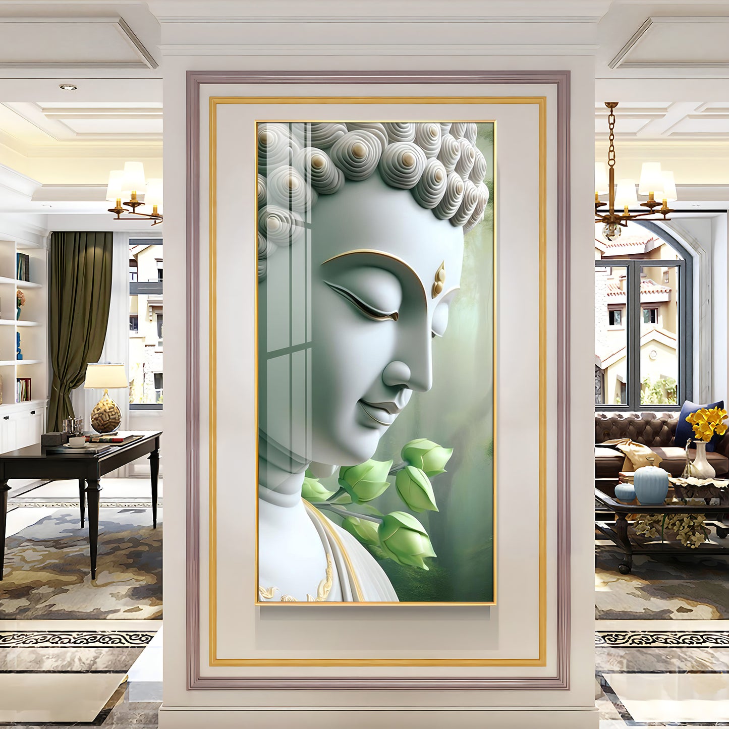 Enlightened Presence Glass Finish Vertical Wall Art