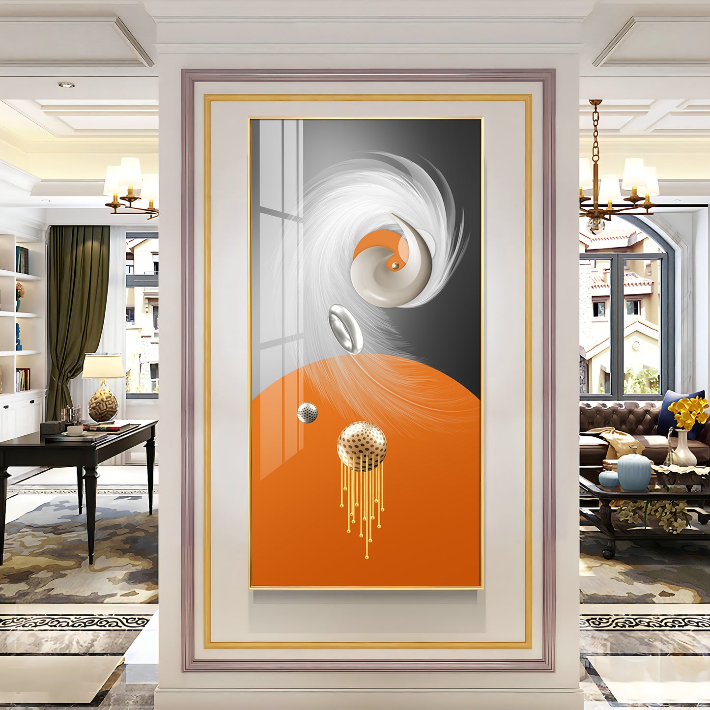 Radiant Fusion Glass Finish Vertical Wall Art