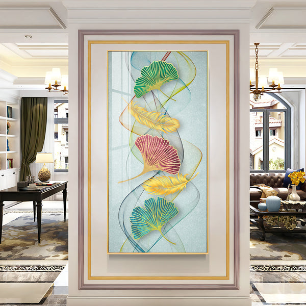 Petal Harmony Glass Finish Vertical Wall Art