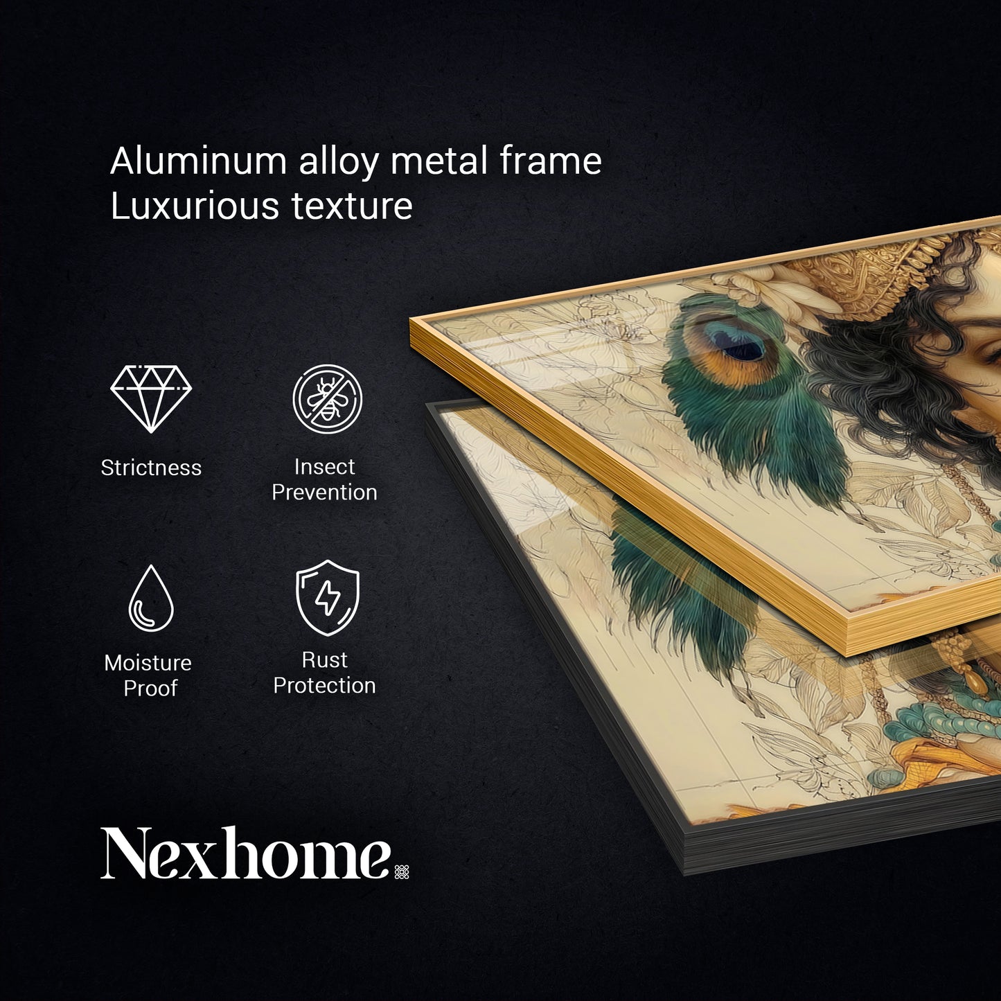 Shri Krishna Glass Finish Horizontal Wall Art