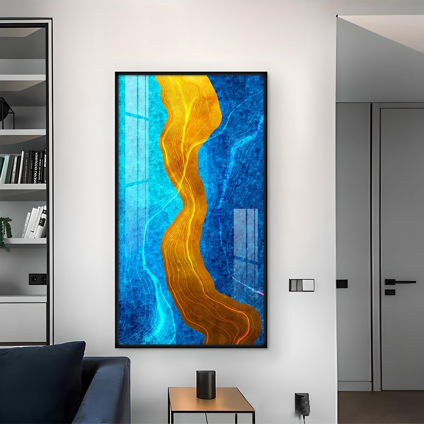 Daffodil Wave Glass Finish Vertical Wall Art