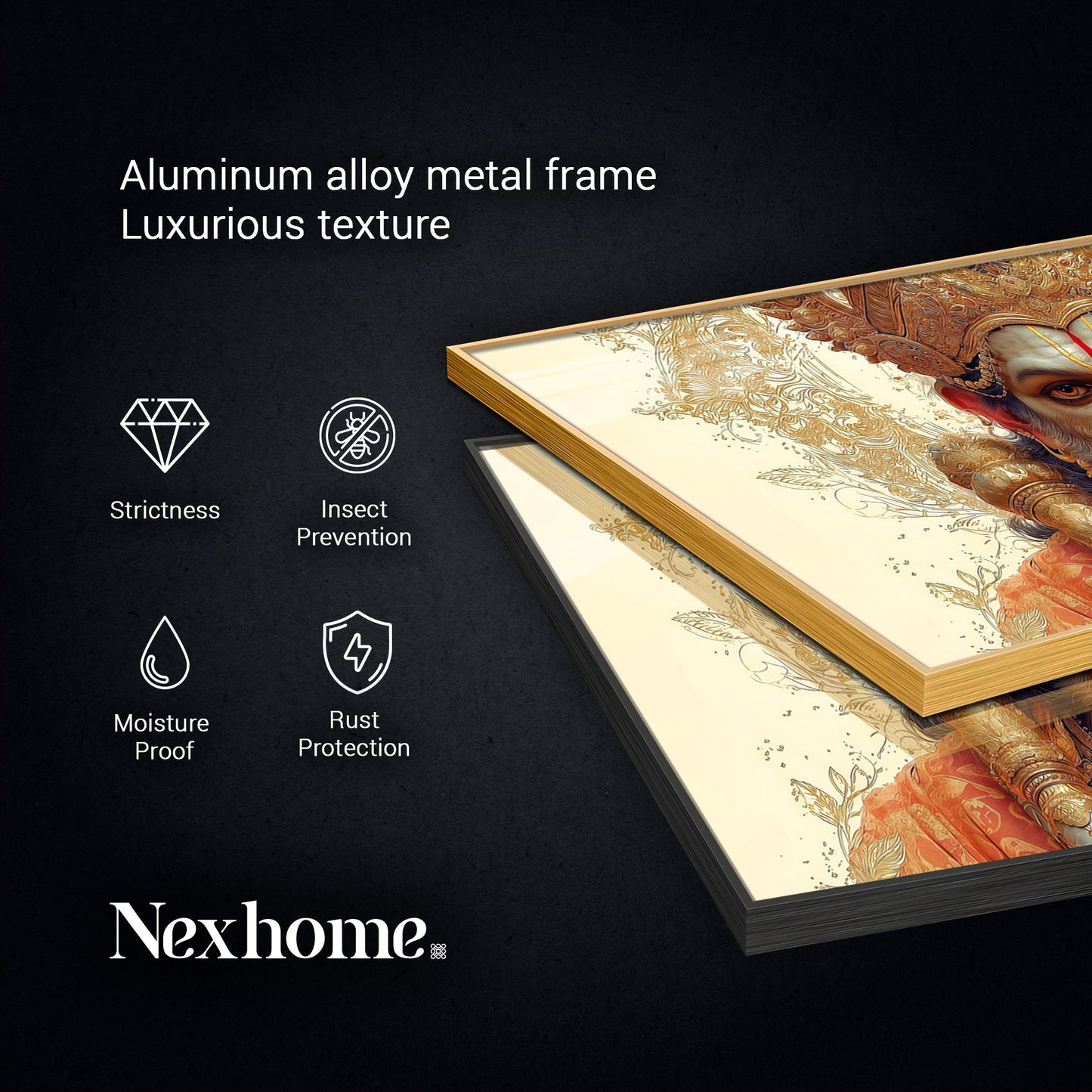 Shri Ram Bhakt Balaji Glass Finish Horizontal Wall Art