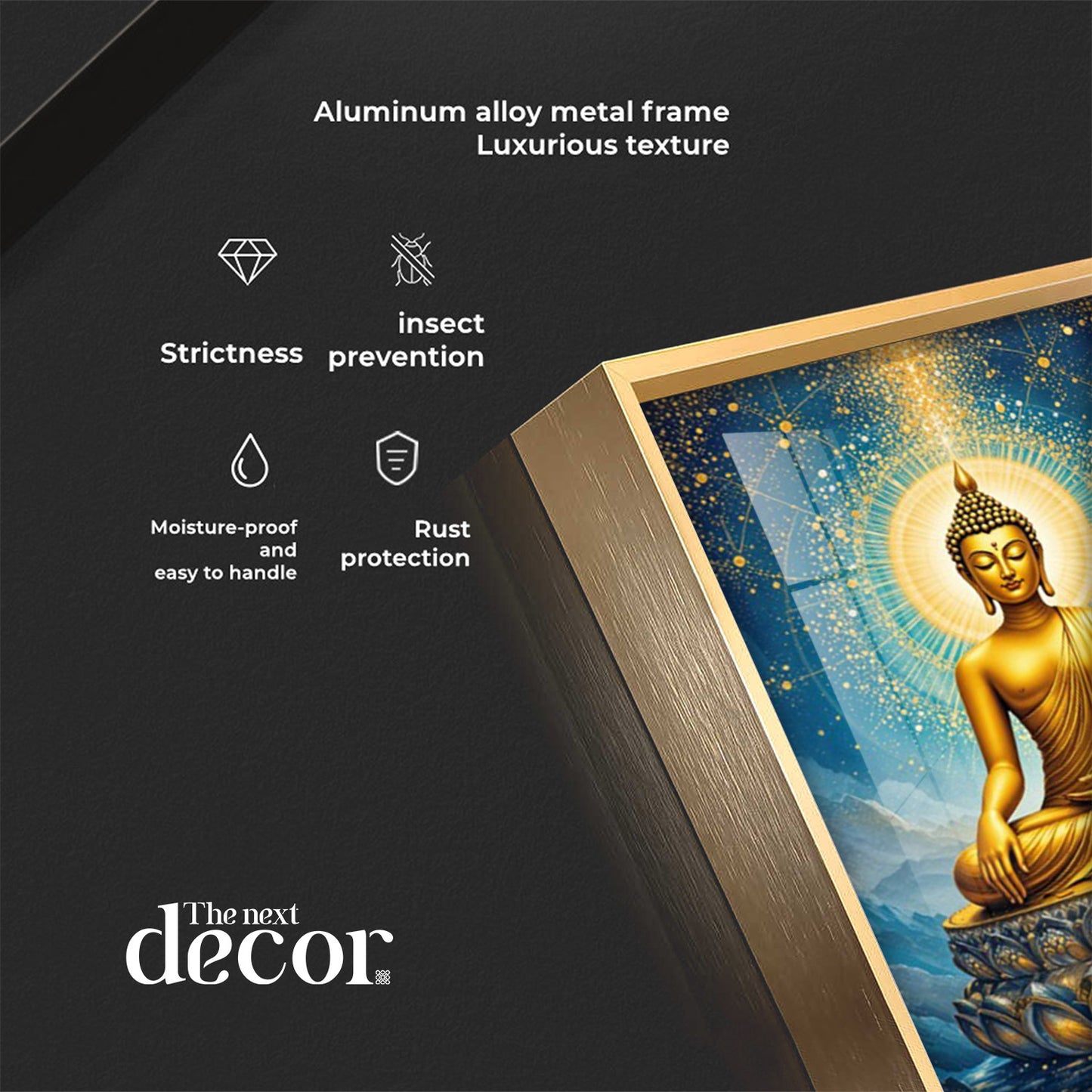 Calm Buddha In River Glass Finish Vertical Wall Art