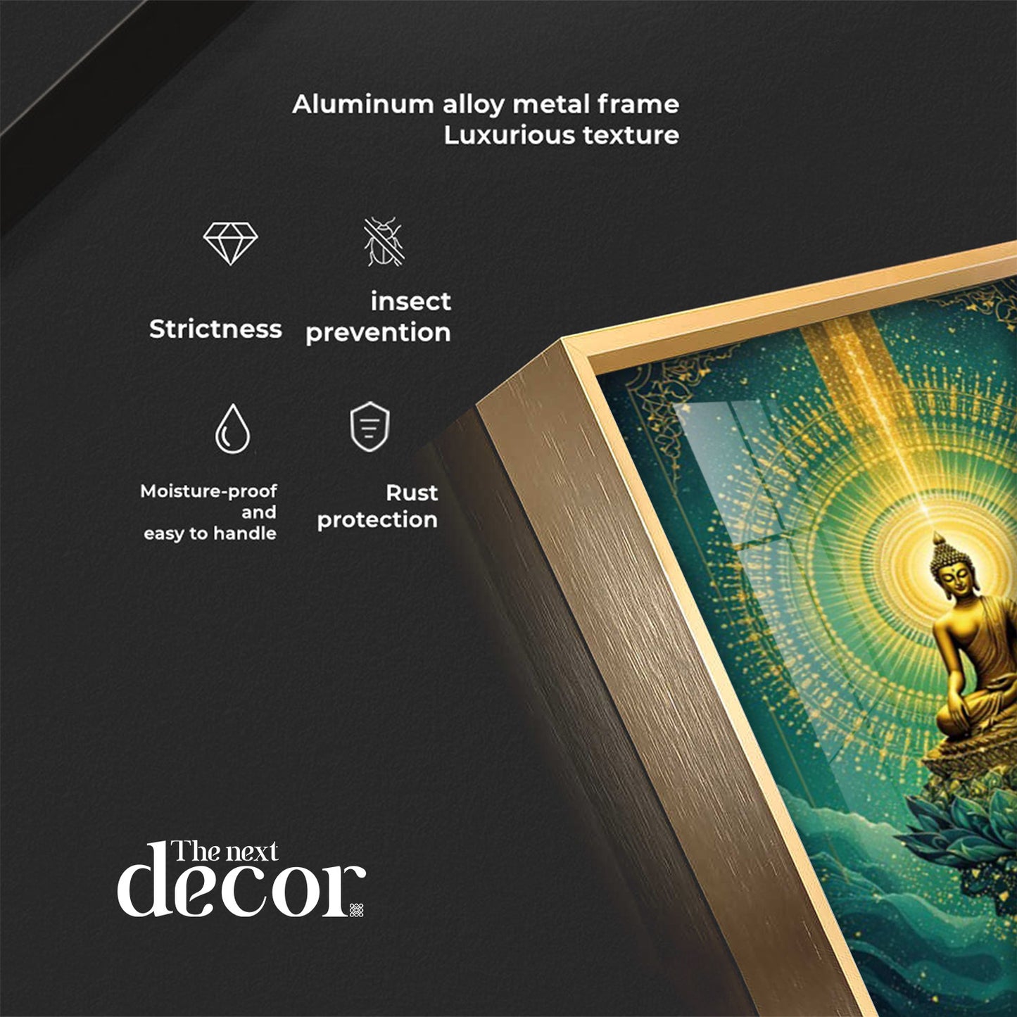 Surreal Energy Of Budha Glass Finish Vertical Wall Art