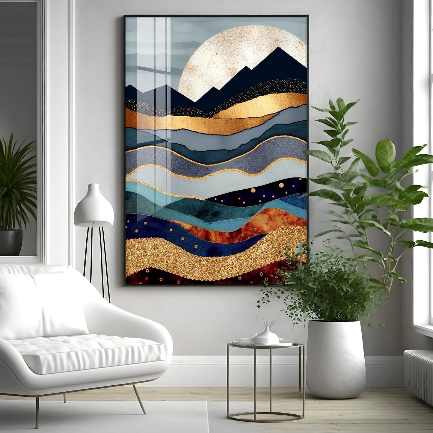 Mountain Peaks Glass Finish Veritcal Wall Art