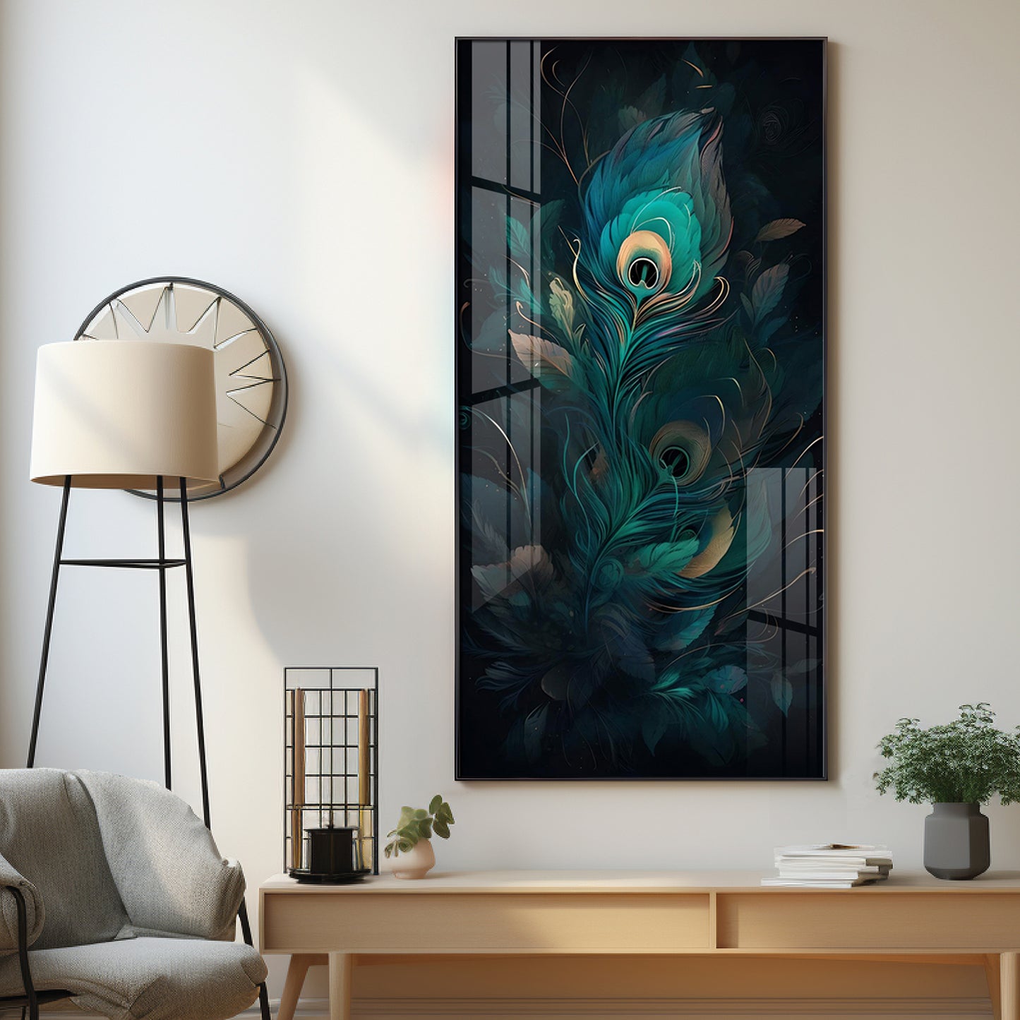 Buddha's Peaceful Retreat Glass Finish Vertical Wall Art