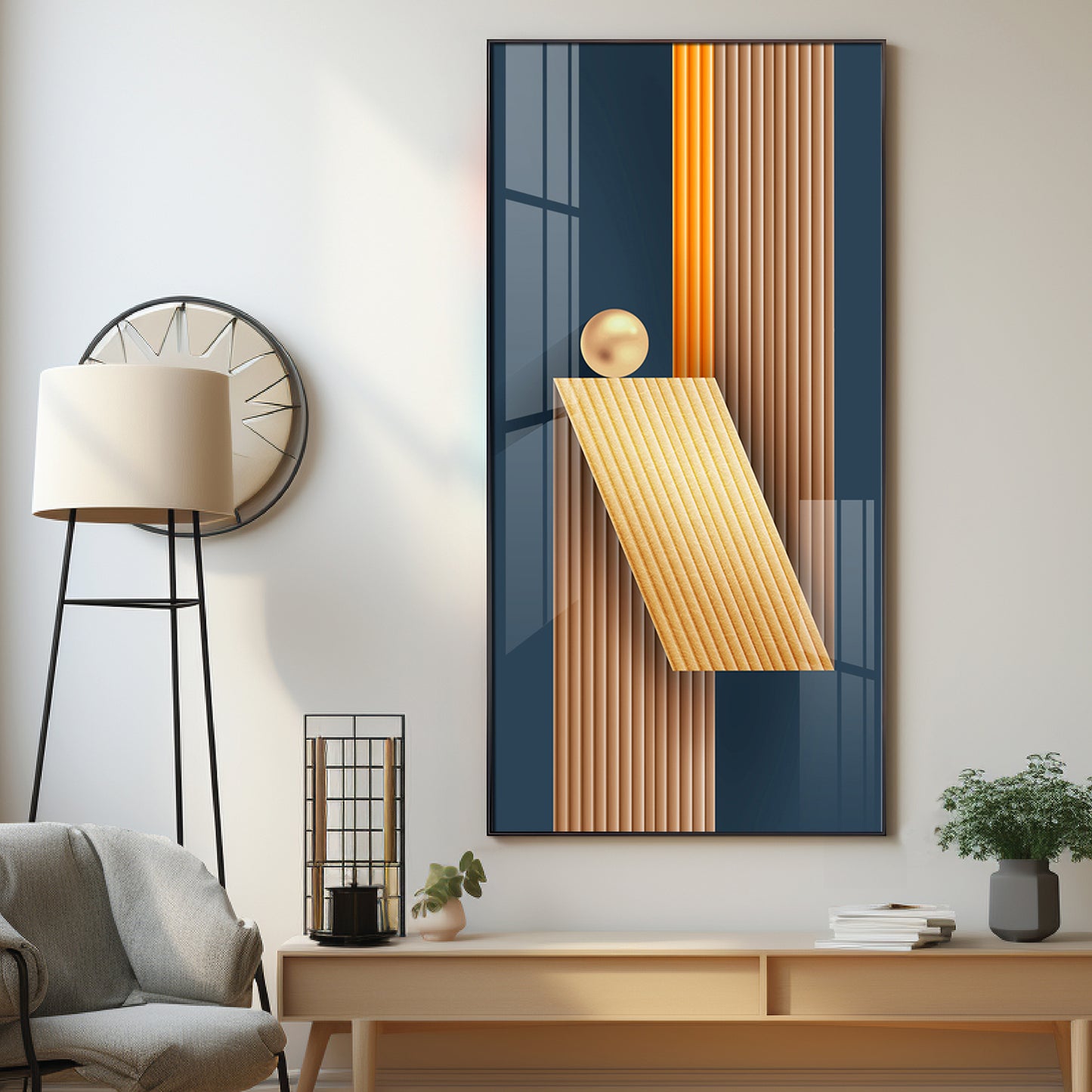 Unfold Abstraction Glass Finish Vertical Wall Art
