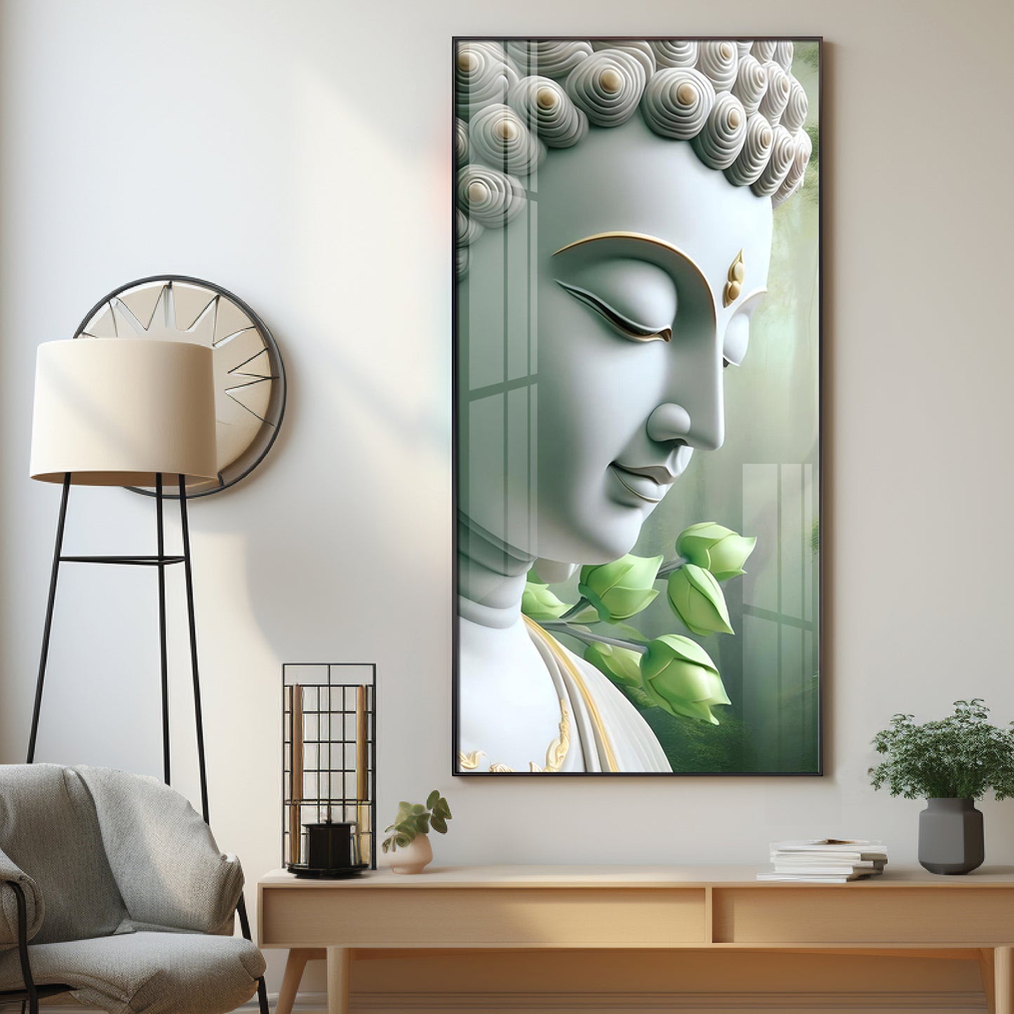 Enlightened Presence Glass Finish Vertical Wall Art