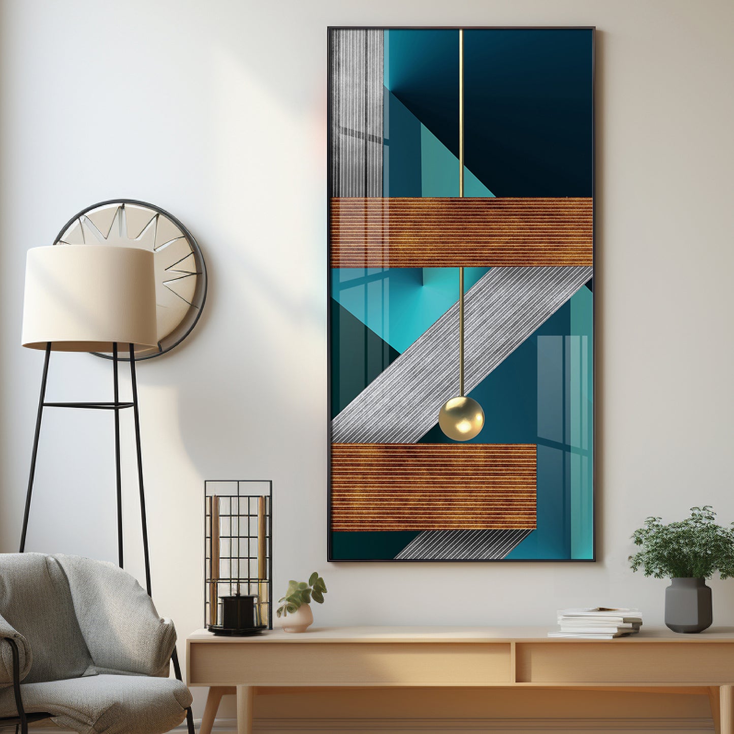 Z Abstraction Glass Finish Vertical Wall Art