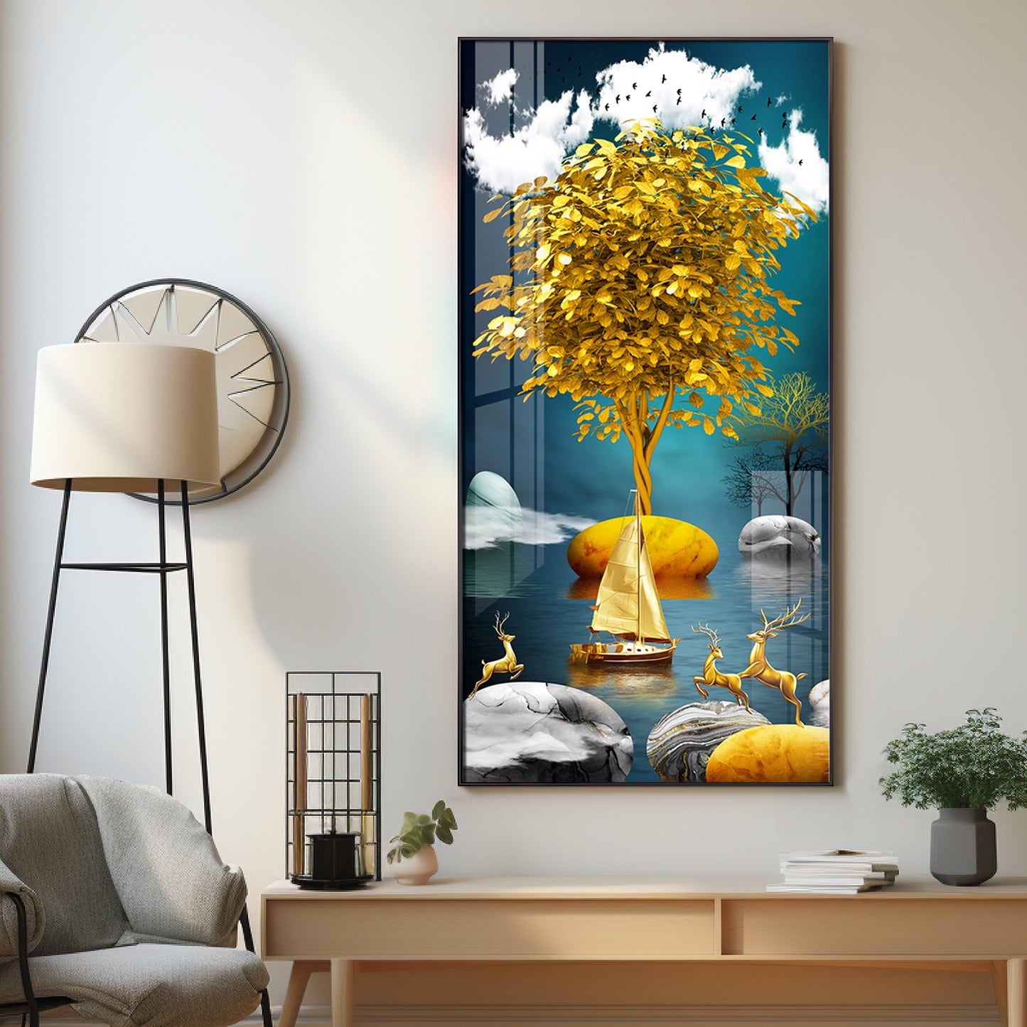 The Living Art Glass Finish Vertical Wall Art