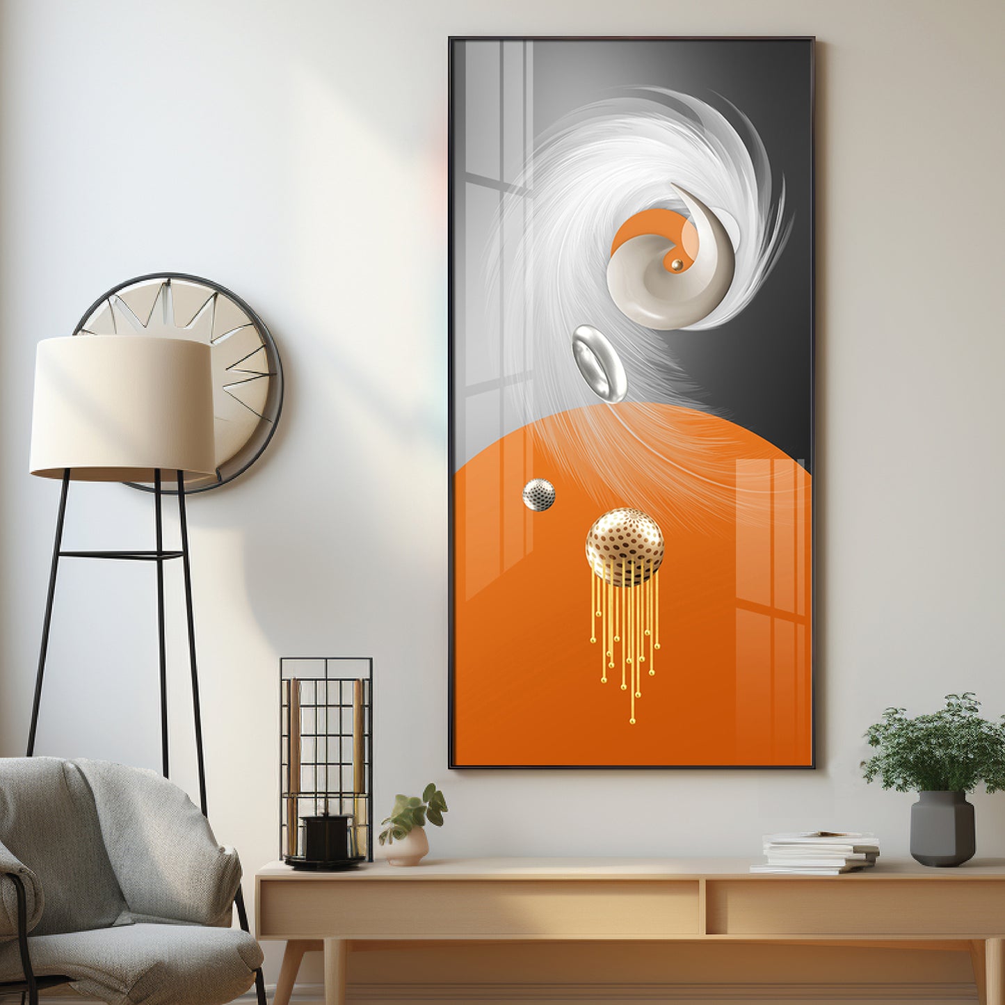 Radiant Fusion Glass Finish Vertical Wall Art