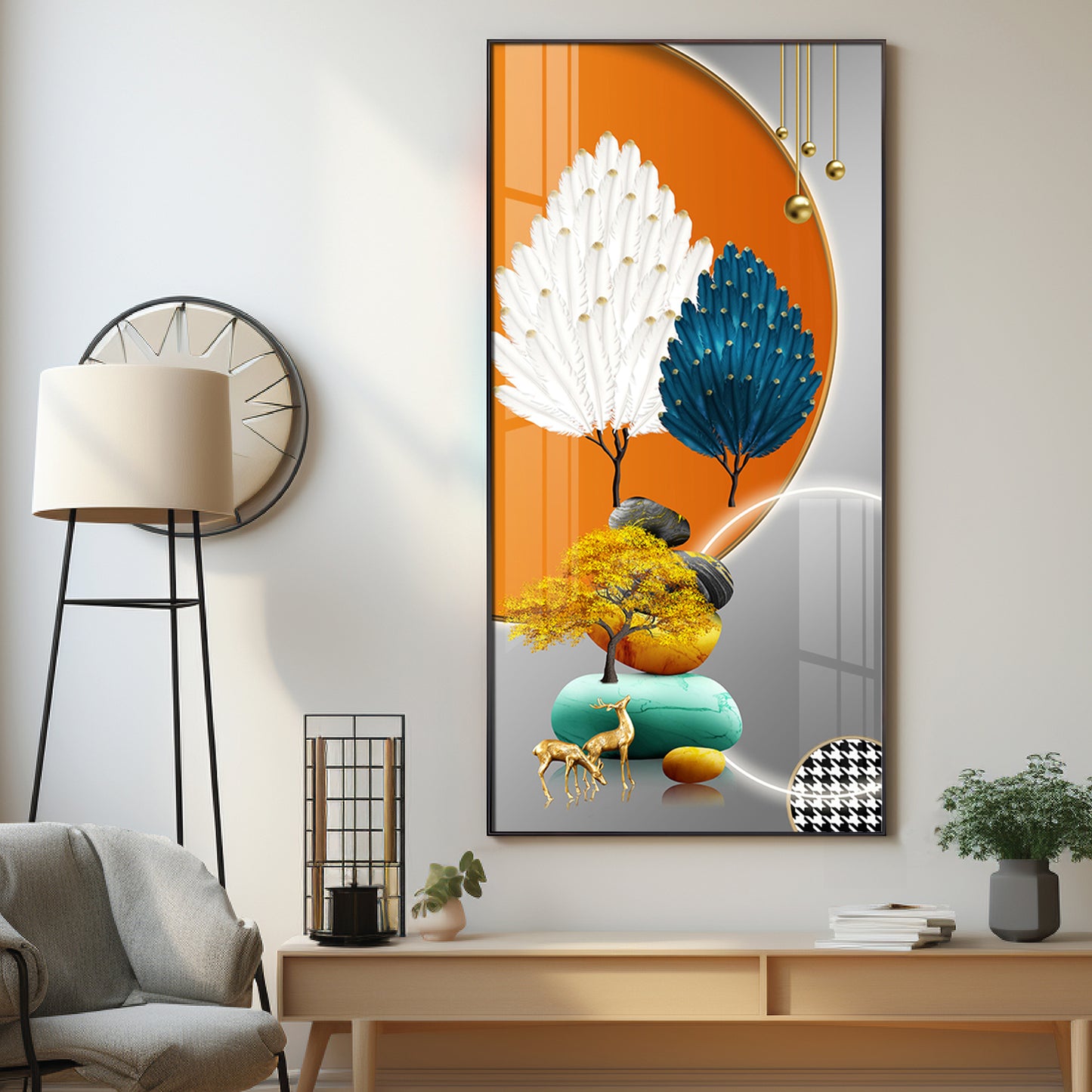 Orange Blossom Glass Finish Vertical Wall Art