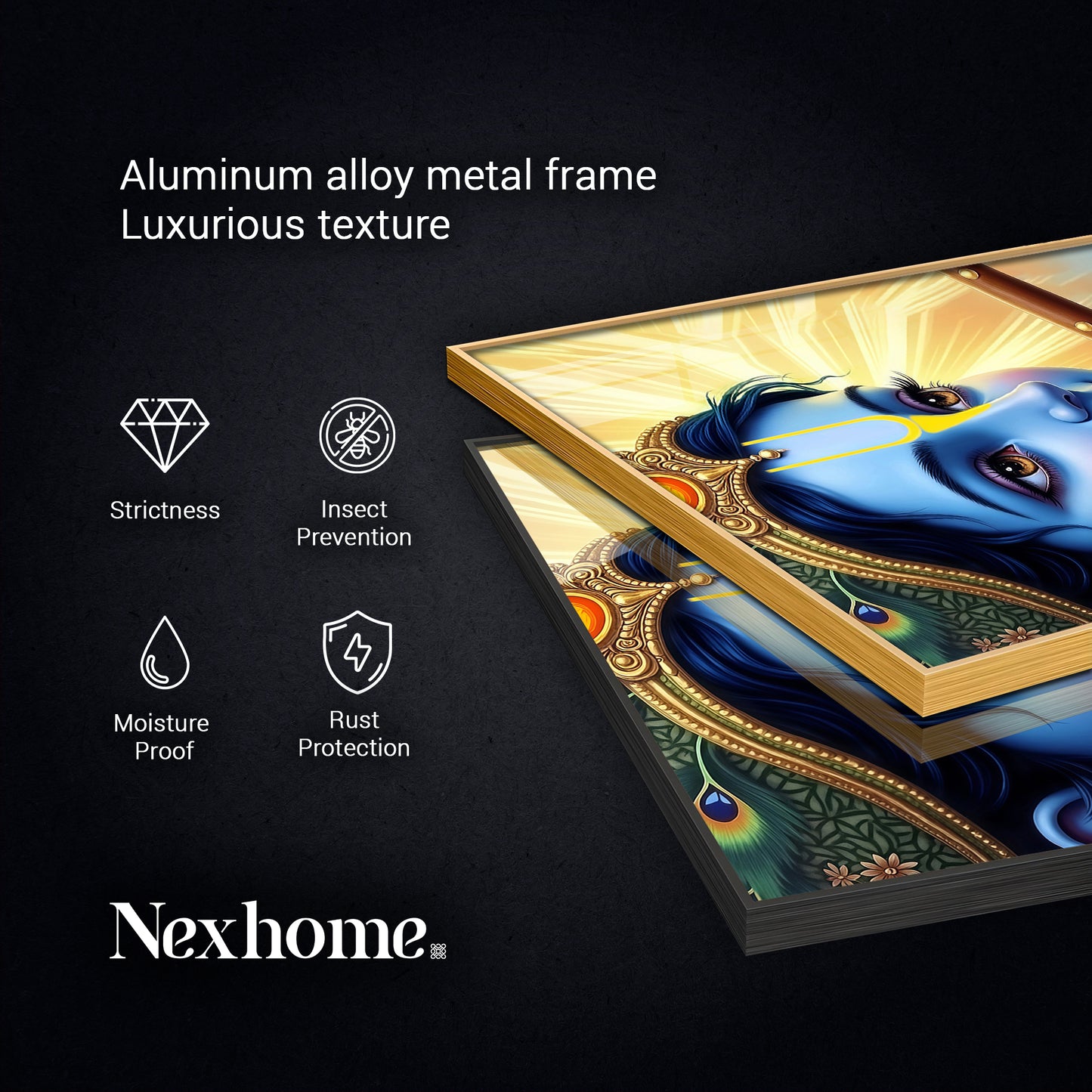 Shri Krishna Govind Glass Finish Square Wall Art