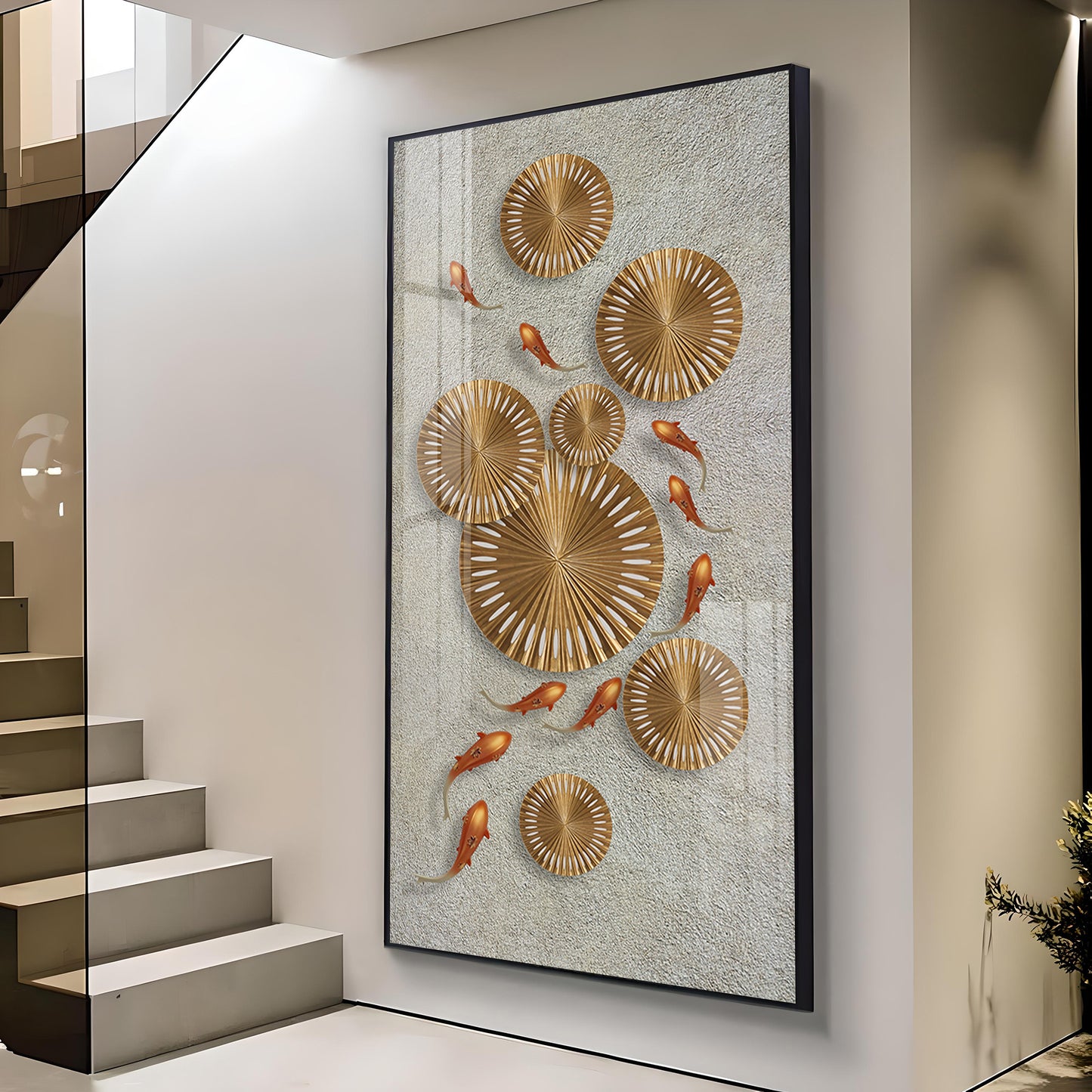 Modern Art Frame Glass Finish Vertical Wall Art