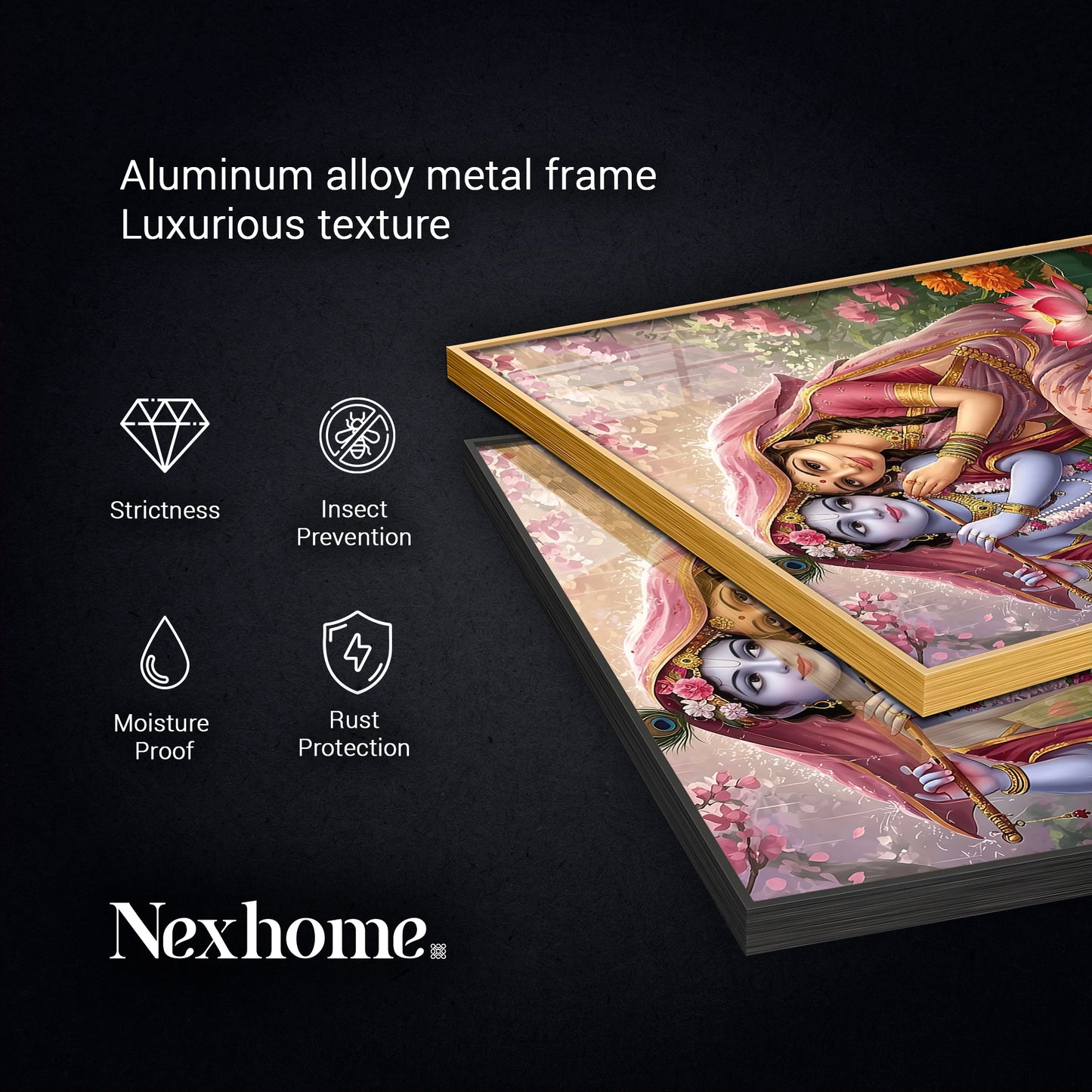 Shri Radha Krishna Glass Finish Square Wall Art