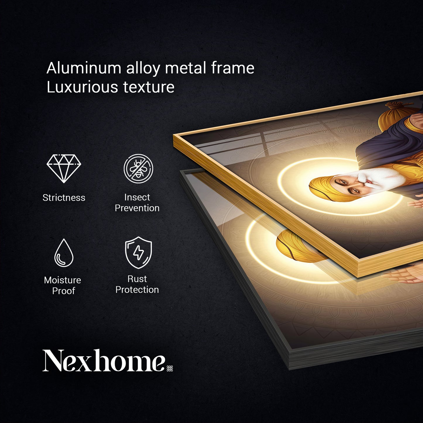 Shri Guru Nanak Dev Ji Glass Finish Square Wall Art