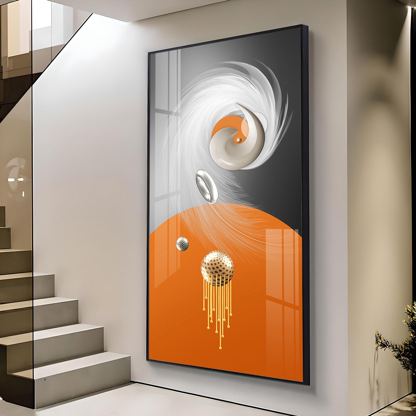 Radiant Fusion Glass Finish Vertical Wall Art