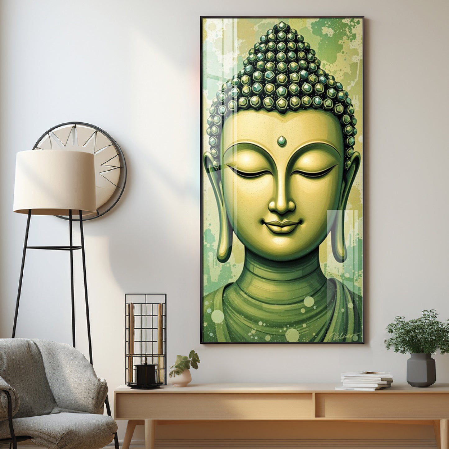 Budha Surreal portrayal Glass Finish Vertical Wall Art