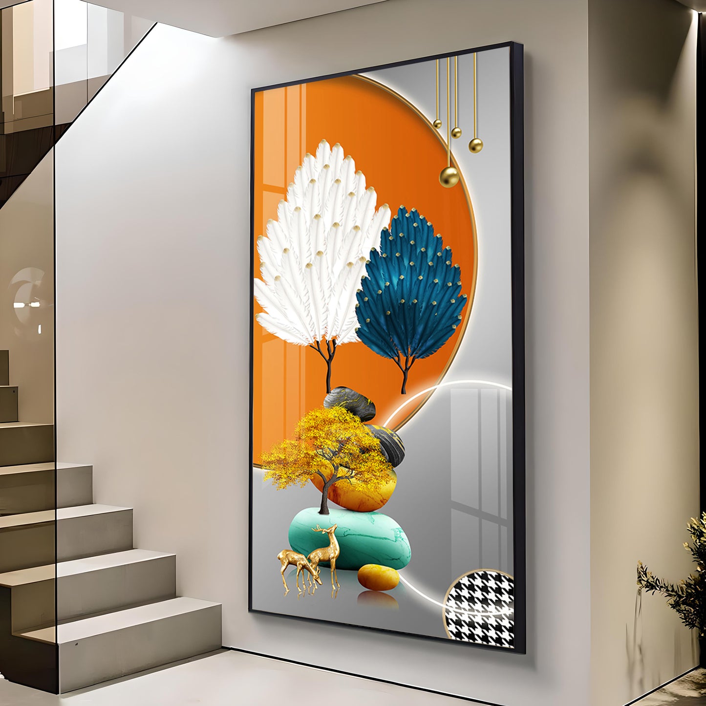 Orange Blossom Glass Finish Vertical Wall Art