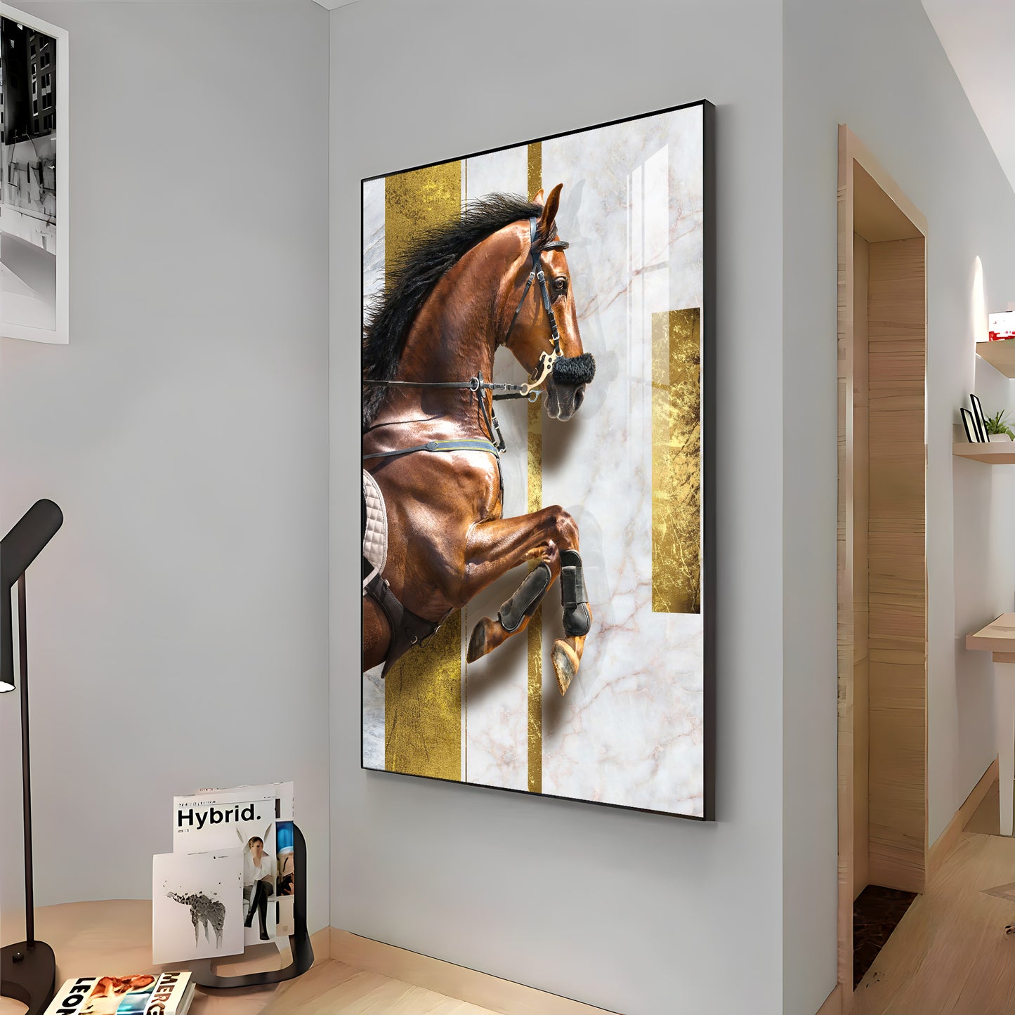 Radiant Horse Glass Finish Vertical Wall Art