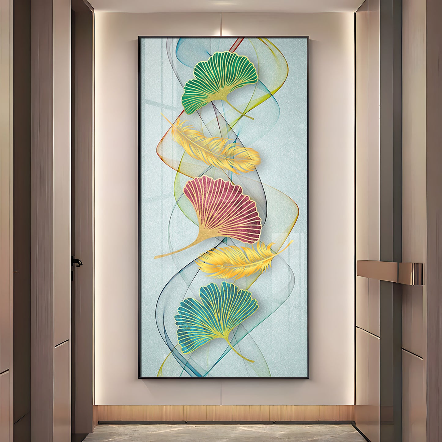 Petal Harmony Glass Finish Vertical Wall Art