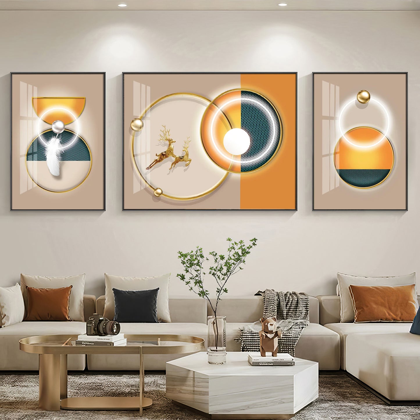 Jumping Towards Light Glass Finish Wall Art (Set Of 3)