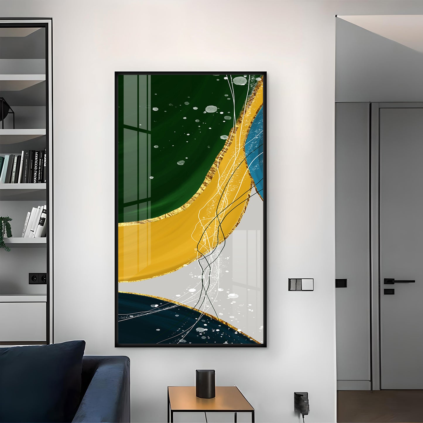Chic Abstraction Glass Finish Vertical Wall Art