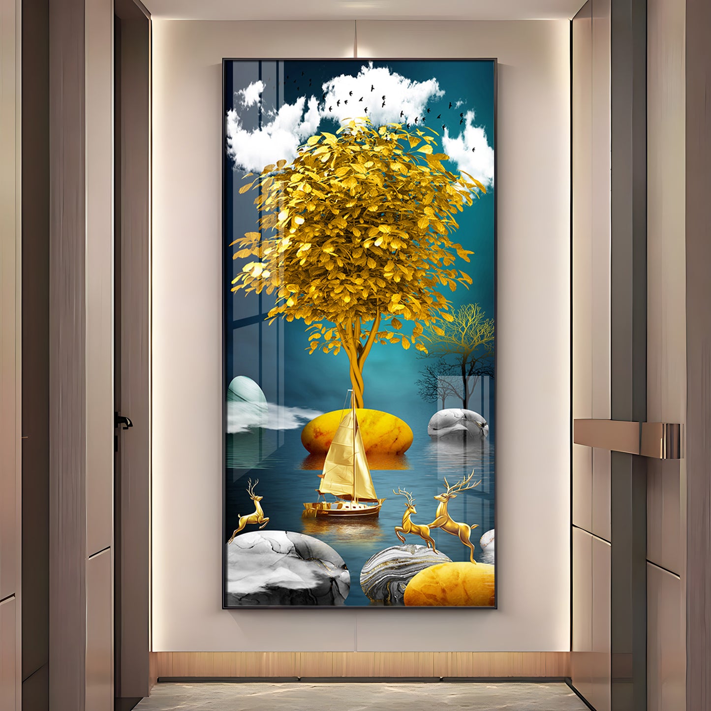 The Living Art Glass Finish Vertical Wall Art