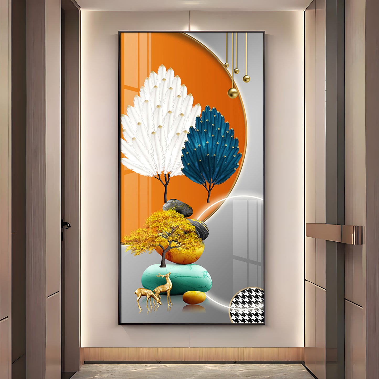 Orange Blossom Glass Finish Vertical Wall Art