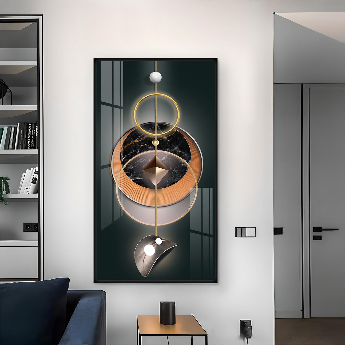 Urban Aesthetic Glass Finish Vertical Wall Art