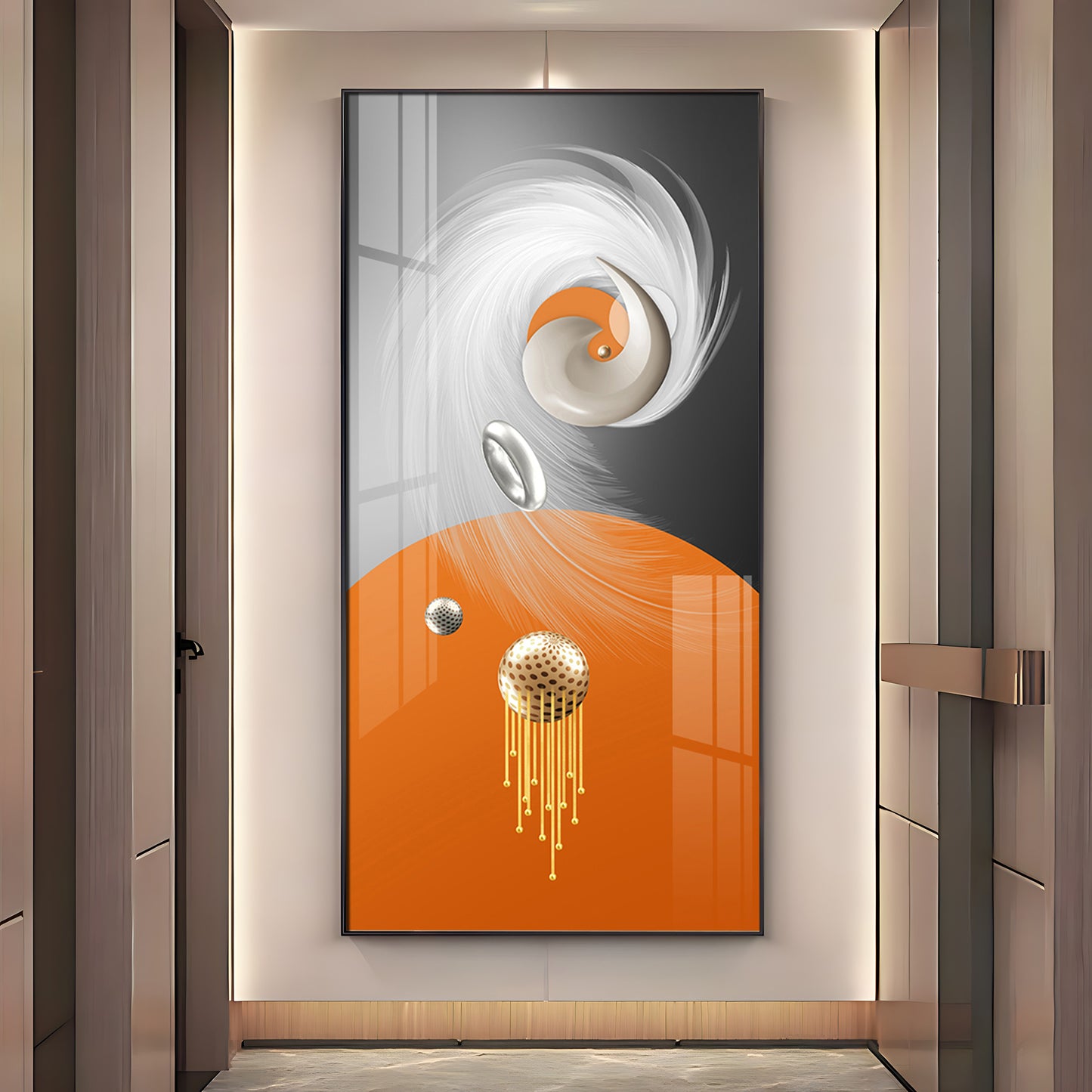 Radiant Fusion Glass Finish Vertical Wall Art