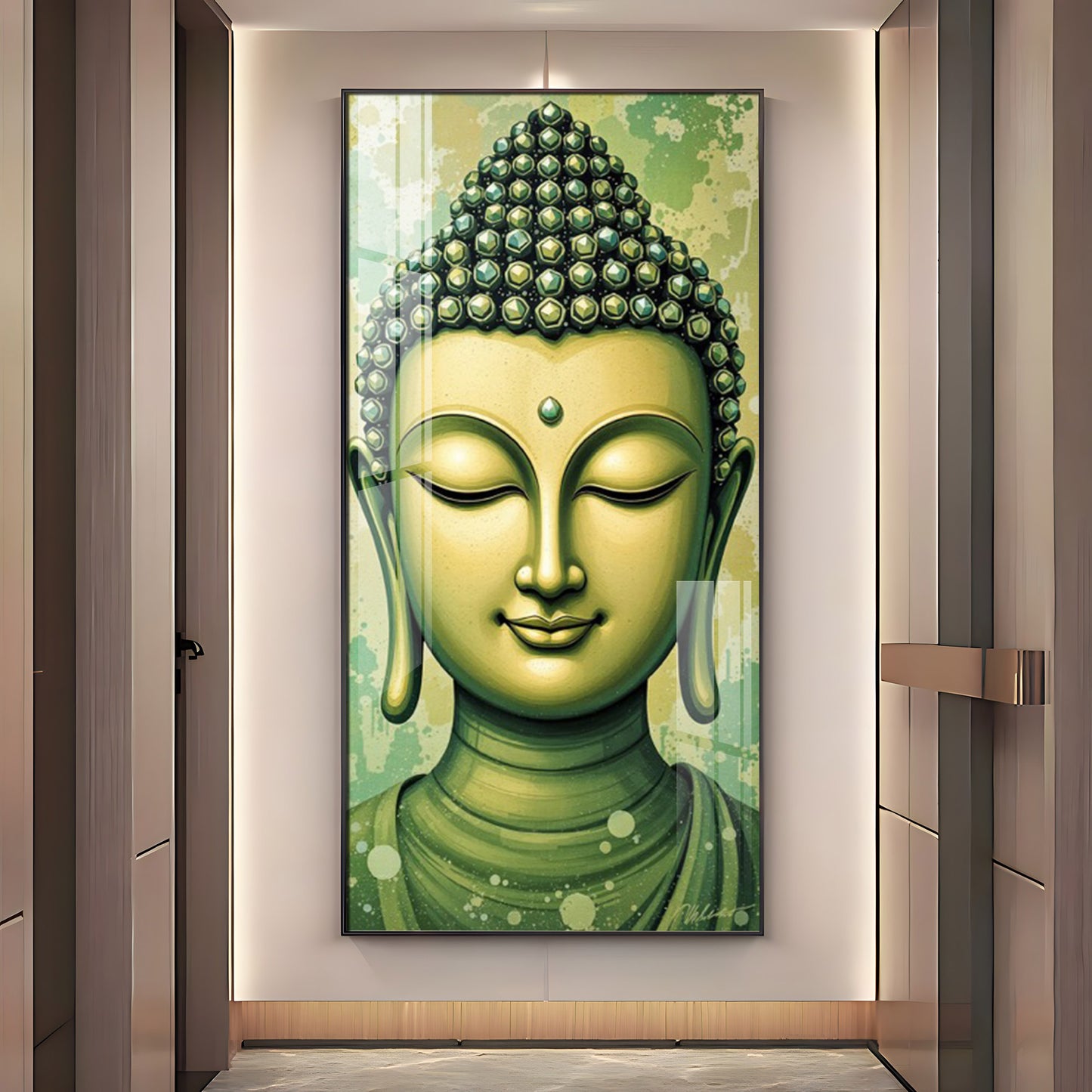 Budha Surreal portrayal Glass Finish Vertical Wall Art
