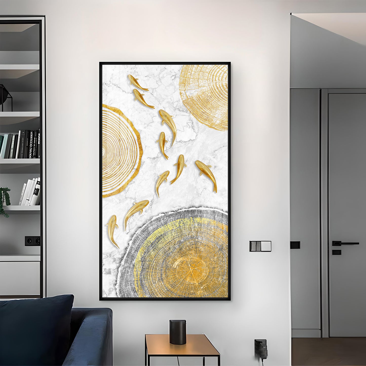 Radiant Fins Glass Finish Vertical Wall Art