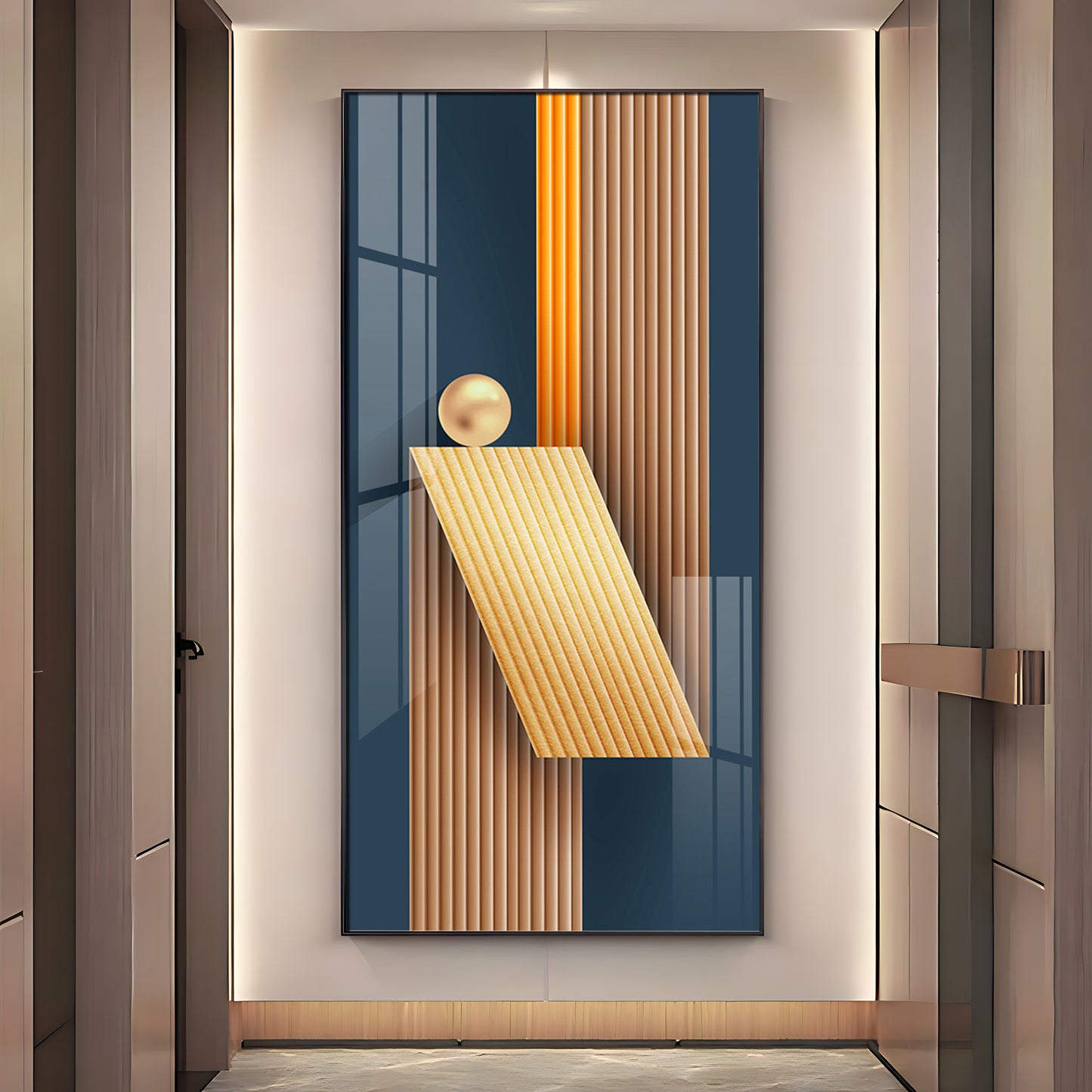 Unfold Abstraction Glass Finish Vertical Wall Art