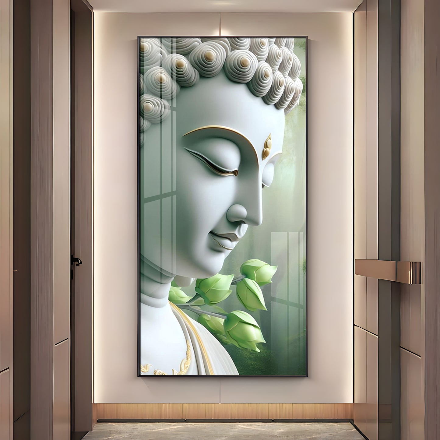 Enlightened Presence Glass Finish Vertical Wall Art
