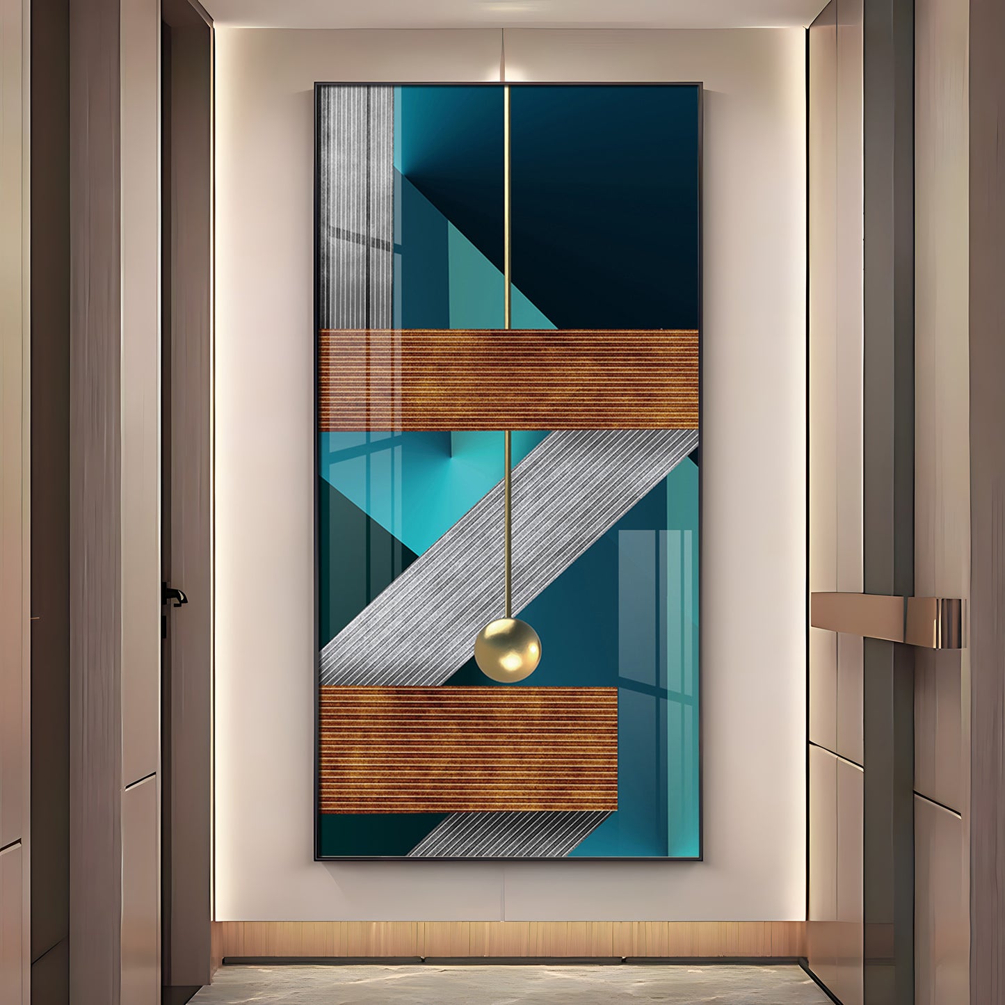Z Abstraction Glass Finish Vertical Wall Art