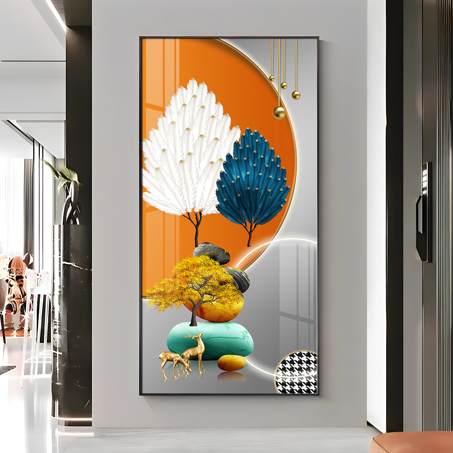 Orange Blossom Glass Finish Vertical Wall Art