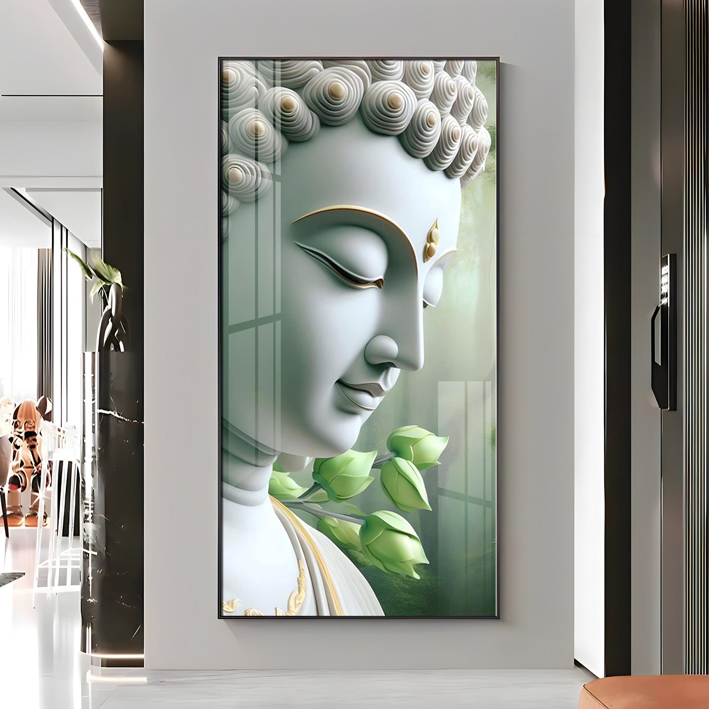 Enlightened Presence Glass Finish Vertical Wall Art