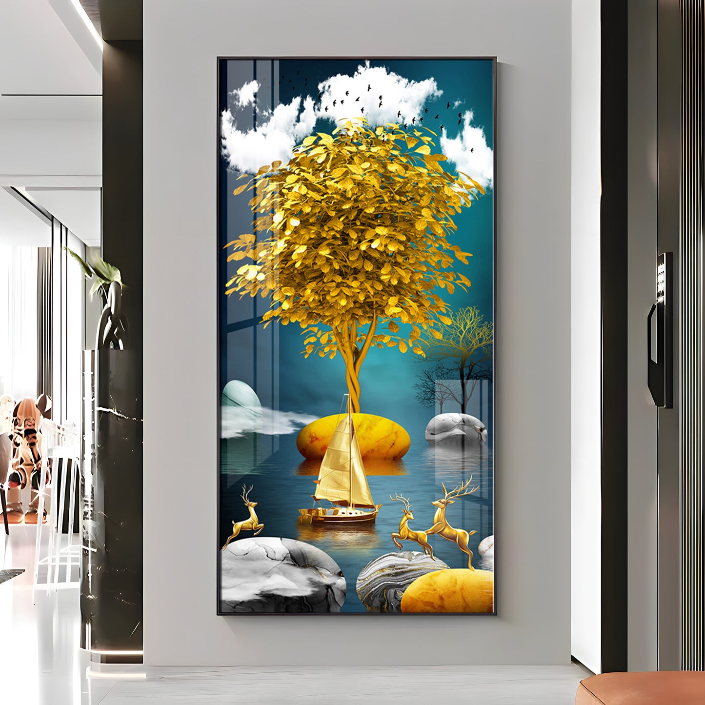 The Living Art Glass Finish Vertical Wall Art